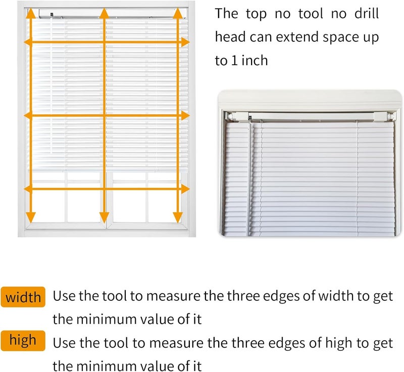 AURILOFT No Tools No Drill Cordless Mini Blinds 26" Wx 64" H, 1" L-Shaped Blades, Horizontal Vinyl Blinds for Indoor Windows, White - Image 5